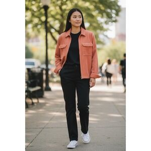 Urban Outfitters Corduroy Jacket Peach Pink Y2K Utility Zip Up Medium Festival